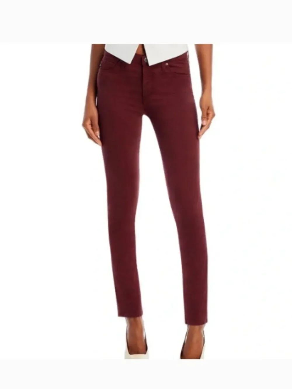 Like New! AG The Prima Cigarette Leg Mid Rise Jeans Burgundy Size 25R